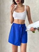 Fiyonklu şort etek saks s255021 thumbnail 1