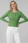 Çıtçıt Detaylı Bluz Yeşil T4343 thumbnail 2