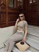 Çizgili etekli takım vizon s3609 thumbnail 2