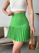 Altı pliseli mini etek yeşil s24705 thumbnail 5
