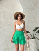 Valonlu fırfırlı etek yeşil s24681 thumbnail 4