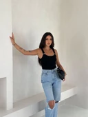 Ottoman toka askılı bluz siyah s4194 thumbnail 5