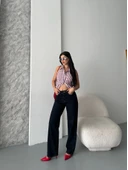 Palazzo süper taş enzim tint yıkama koyu lacivert jeans pantolon d2008 thumbnail 2