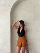 Kapaklı şort etek camel s208 thumbnail 7