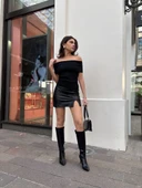 Madonna yaka sıfır kol bluz thumbnail 5