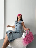 Sıfır kol kar yıkama tunik ceket mavi d2520 thumbnail 2