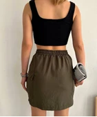 Kargo cep ince paraşüt etek haki s241019 thumbnail 4