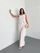 Sırt dekolteli keten beyaz tulum S1036 thumbnail 6