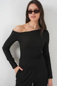 6708 Düşük Omuz Alt Üst Takım - Siyah thumbnail 2