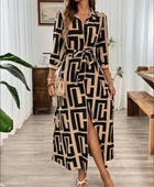 Kadın Uzun Kollu Yakalı önden Düğmeli Uzun Süprem Elbise thumbnail 1