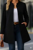 Kadın Uzun Kollu Yakalı önü Düğmeli Ithal Kaşe Astarlı Kaban thumbnail 5