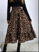 Kadın Uzun Kollu Kruvaze Yakalı Ithal Krep Bluz Ve Leopar Desenli Süprem Uzun Elbise thumbnail 2