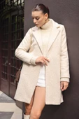 9082 Oversize Kaşe Kaban - M. Krem thumbnail 2