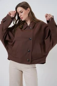 Oversize Kısa Trençkot 5977 - Kahverengi thumbnail 1