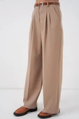 Yüksek Bel Palazzo Pantolon 30051 - Bej thumbnail 4