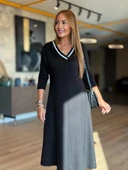 Kadın Uzun Kollu V Yakalı Midi Modal Elbise thumbnail 1