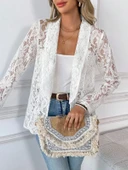 Kadın Uzun Kollu Yakalı önü Açık Dantelli Ceket thumbnail 1