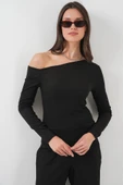 6708 Düşük Omuz Alt Üst Takım - Siyah thumbnail 4