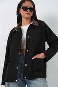 Cep Detaylı Oversize Ceket 5973 - Siyah thumbnail 4