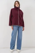 Nakışlı Kaşe Ceket 9167 - Bordo thumbnail 2