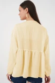 Önü Bağcıklı Uzun Kol Bluz 946 - Sarı thumbnail 3