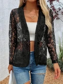 Kadın Uzun Kollu Yakalı önü Açık Dantelli Ceket thumbnail 1