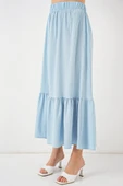 1886 Uzun Örme Etek - Açık Mavi thumbnail 2