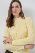 Dokulu Esnek Örme Bluz 975 - Sarı thumbnail 4