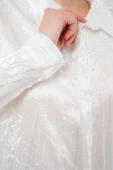 Kırışık Saten Gömlek 20316 - Beyaz thumbnail 4