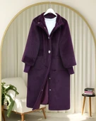 Kolu Ribanalı Çıtçıtlı Astarlı Kaban  -Mürdüm thumbnail 1