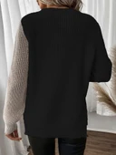 Kadın Uzun Kollu üç Renk Triko Bluz thumbnail 3