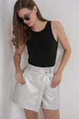Parlak Şort Etek 8044 - Gümüş thumbnail 3