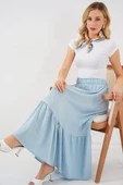 1886 Uzun Örme Etek - Açık Mavi thumbnail 3