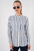 Uzun Kollu Çizgili Gömlek 20283 - B.Lacivert thumbnail 1
