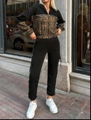 Kadın Uzun Kollu Kapşonlu Leopar Desenli Viskon Iki Iplik Bluz Ve Pantolon Ikili Takım thumbnail 4