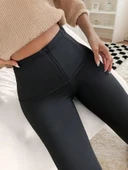 Kadın Yüksek Bel önden Fermuarlı Dalgıç Tayt thumbnail 2