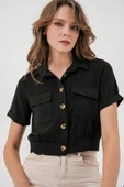 0663 Crop Ceket - Siyah thumbnail 3