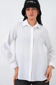 Oversize Basic Gömlek 20349 - Beyaz thumbnail 2