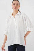 Bağlama Detaylı Ayrobin Gömlek 20290 - Beyaz thumbnail 4