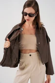 Oversize Deri Ceket 1055 - Kahverengi thumbnail 4