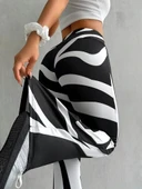 Kadın Yüksek Bel Zebra Desenli Dalgıç Tayt thumbnail 1