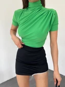 Çapraz Büzgülü Yarım Boğazlı Sandy Bluz -Yeşil thumbnail 1