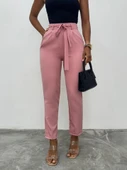 Kemerli Bilek Pantolon     -Pudra thumbnail 4