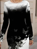 Kadın Uzun Kollu Bisiklet Yaka çiçek Desenli Kısa şardonlu Dalgıç Elbise thumbnail 2