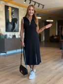 Kadın Modal Kumaş Fermuarlı Kolsuz Midi Boy Elbise thumbnail 2