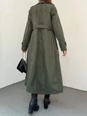 Astarlı Kemerli Trenckot -Haki thumbnail 6