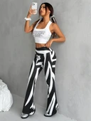 Kadın Yüksek Bel Zebra Desenli Dalgıç Tayt thumbnail 3