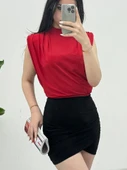 Sıfır Kol Vatkalı Sandy Bluz -Kırmızı thumbnail 1