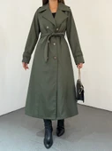 Astarlı Kemerli Trenckot -Haki thumbnail 4