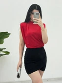 Sıfır Kol Vatkalı Sandy Bluz -Kırmızı thumbnail 4